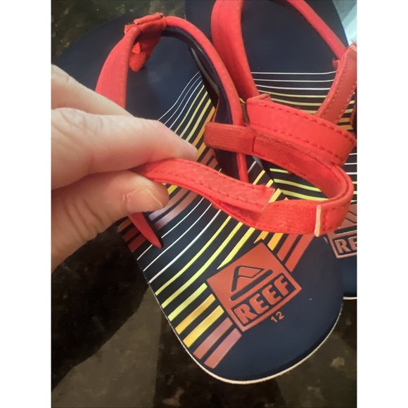 Reef Sandals Boys Sz 12 Toddler Youth Flip Flops Beach Red‎ Navy Summer - Picture 4 of 6